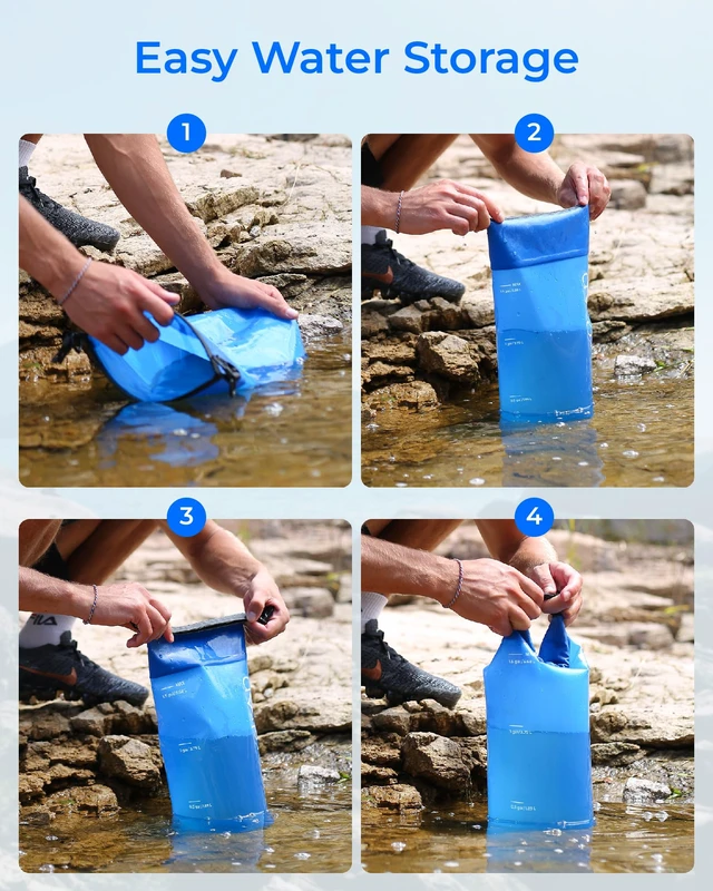 Alt view image 7 of 7 - Waterdrop Gravity Water Bag, Compatible with Water Filter Straw, for Camping, Travel, Backpacking, Hiking and Emergency, Flex Foldable, 1.5 Gallon, with Outlet Tube