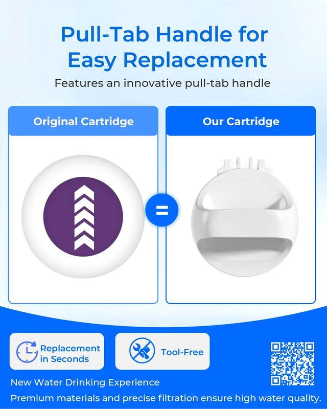 Alt view image 3 of 7 - Waterdrop EDR1RXD1 Water Filter, Replacement for W10295370A, 2 Pack, Replacement for Everydrop® Filter 1, EDR1RXD1B, P8RFWB2L, P4RFWB, WD-F38, Kenmore® 46-9081, 46-9930 Refrigerator Water Filter