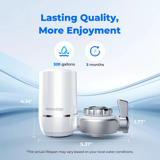 Alt view image 5 of 7 - Waterdrop FC-01 Water Filter for Sink Faucet with 4 Filters, NSF Certified, Reduces Chlorine, Faucet Water Filter, Tap Water Filter for Kitchen Sink, Lead-Free Material, Easy Installation, 1 Year