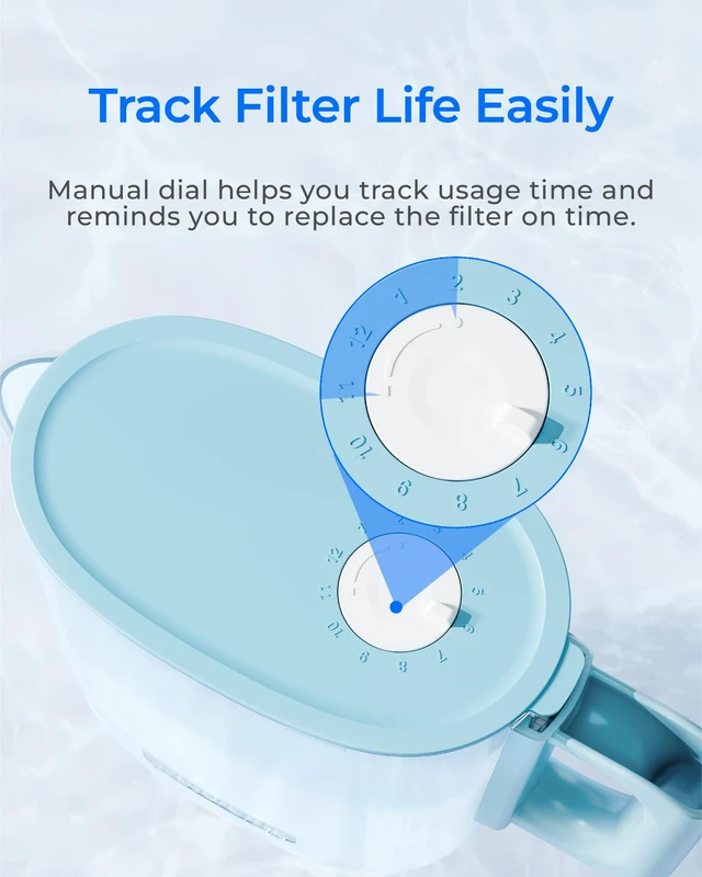 Alt view image 6 of 7 - Waterdrop PT-12B-H Small 6-Cup Water Filter Pitcher for Mini Fridge, Blue