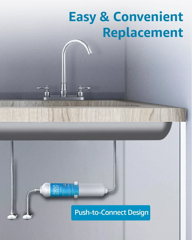 Alt view image 4 of 7 - AQUA CREST 5KDC-F Water Filter Replacement for Waterdrop 5KDC Filter System, Reduces PFAS, PFOA/PFOS, Chlorine, NSF/ANSI Tested 5K Gallons Ultra High Capacity (No Tube), Under Sink Water Filter System
