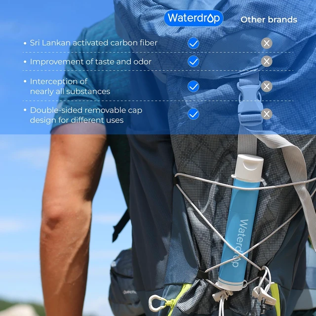 Alt view image 3 of 7 - Waterdrop Portable Water Filter Straw, Camping Water Filter,Survival Water Purifier, 0.1 Micron Filtration for Hiking, Travel & Emergency Preparedness, Survival Gear, 4 Pack