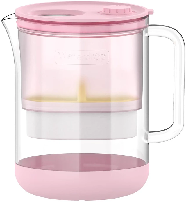 Main image of Waterdrop PT-72P Glass Water Filter Pitcher, 7-Cup, Eco-Friendly, Pink,NSF/ANSI 53, 42 & 372 Certified Filter, Reduces PFOA/PFOS, Chlorine, Cadmium, Copper & Mercury, BPA-Free, Easy to Clean