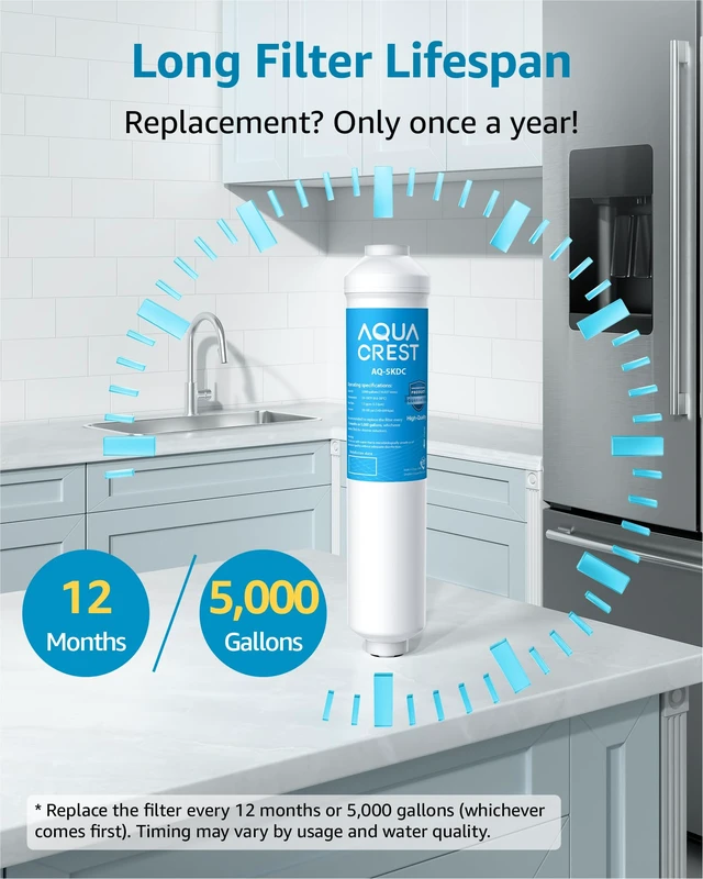 Alt view image 5 of 7 - AQUA CREST 5KDC-F Water Filter Replacement for Waterdrop 5KDC Filter System, Reduces PFAS, PFOA/PFOS, Chlorine, NSF/ANSI Tested 5K Gallons Ultra High Capacity (No Tube), Under Sink Water Filter System