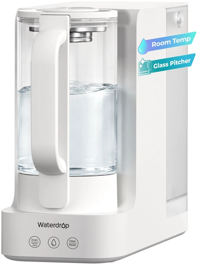 Main image of Waterdrop C2S Countertop RO Filtration System, 40oz Autofill Glass Pitcher