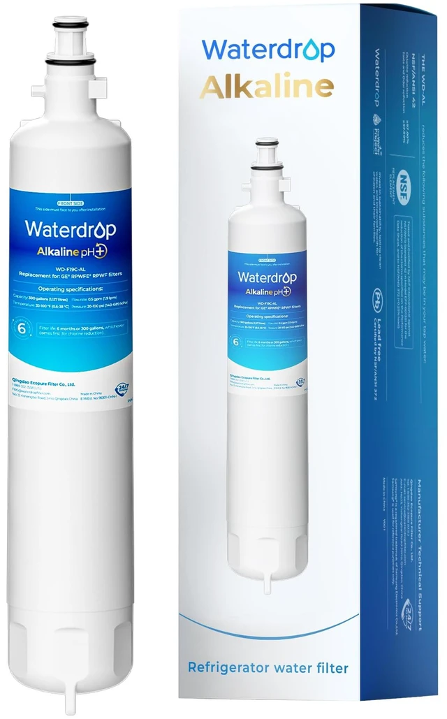 Main image of Waterdrop WD-F19C-AL Alkaline Water Filter Replacement for GE® RPWFE®, Enhances pH, Replacement for GE® RPWF (Built-in CHIP), GFE28GYNFS