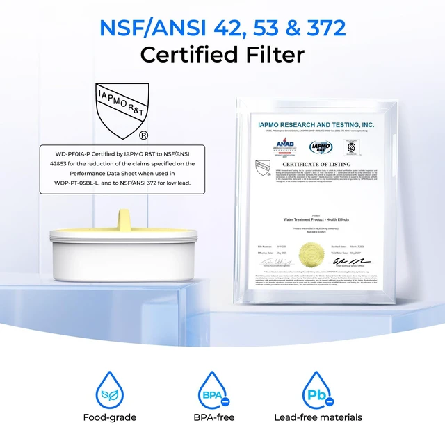 Alt view image 4 of 7 - Waterdrop PT-72P Glass Water Filter Pitcher, 7-Cup, Eco-Friendly, Pink,NSF/ANSI 53, 42 & 372 Certified Filter, Reduces PFOA/PFOS, Chlorine, Cadmium, Copper & Mercury, BPA-Free, Easy to Clean