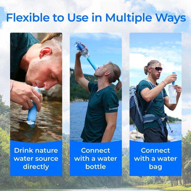 Alt view image 7 of 7 - Waterdrop Portable Water Filter Straw, Camping Water Filter,Survival Water Purifier, 0.1 Micron Filtration for Hiking, Travel & Emergency Preparedness, Survival Gear, 4 Pack