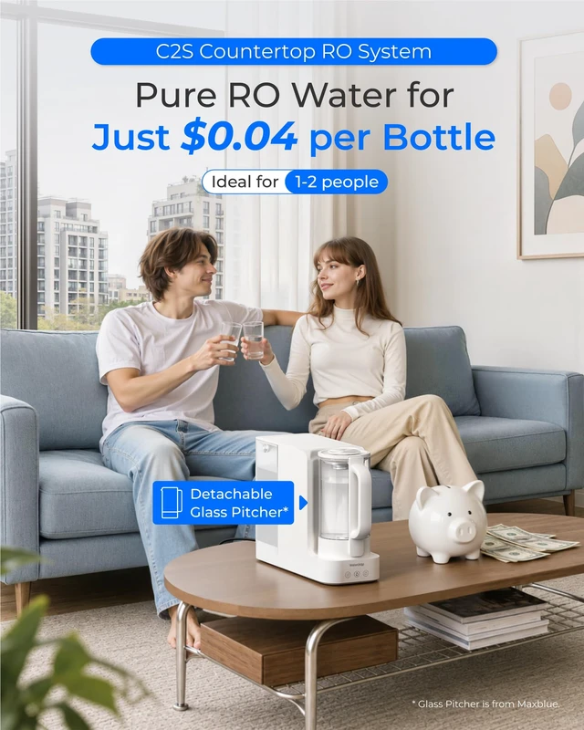 Alt view image 2 of 7 - Waterdrop C2S Countertop RO Filtration System, 40oz Autofill Glass Pitcher