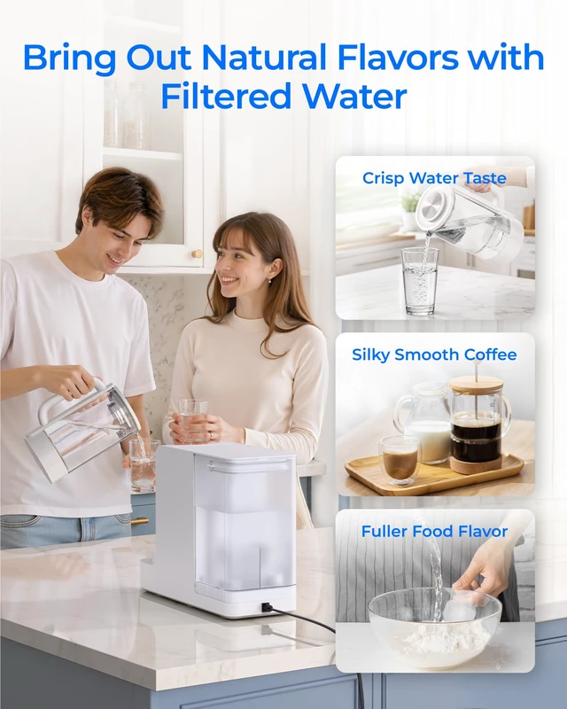 Alt view image 4 of 7 - Waterdrop C2S Countertop RO Filtration System, 40oz Autofill Glass Pitcher