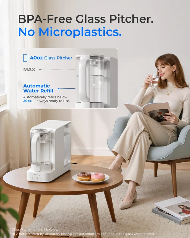 Alt view image 5 of 7 - Waterdrop C2S Countertop RO Filtration System, 40oz Autofill Glass Pitcher