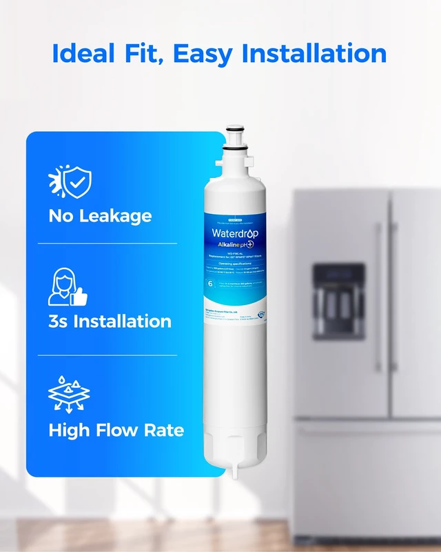Alt view image 6 of 7 - Waterdrop WD-F19C-AL Alkaline Water Filter Replacement for GE® RPWFE®, Enhances pH, Replacement for GE® RPWF (Built-in CHIP), GFE28GYNFS