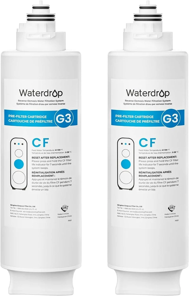 Main image of Waterdrop G3-2CF Filter, Replacement for G3-W & G3P600 & G3P800 RO System,NSF/ANSI 372 Certified, Easy Installation, No Tools Required, Pack of 2 G3-N1CF, 6-Month Lifetime Each