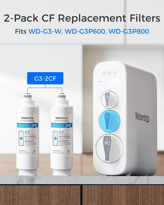 Alt view image 5 of 6 - Waterdrop G3-2CF Filter, Replacement for G3-W & G3P600 & G3P800 RO System,NSF/ANSI 372 Certified, Easy Installation, No Tools Required, Pack of 2 G3-N1CF, 6-Month Lifetime Each