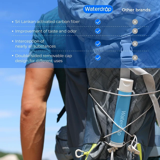 Alt view image 6 of 7 - Waterdrop Water Filter Straw, Portable Camping Filtration System, Drinking Water Purifier for Emergency Hiking Travel Backpacking