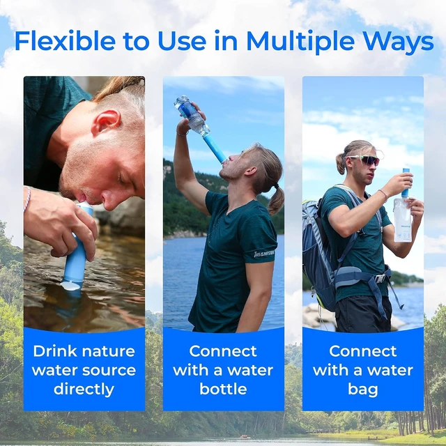 Alt view image 5 of 7 - Waterdrop Water Filter Straw, Portable Camping Filtration System, Drinking Water Purifier for Emergency Hiking Travel Backpacking
