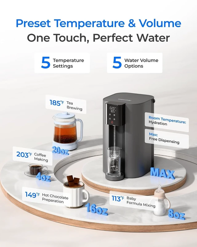 Alt view image 4 of 7 - Waterdrop C1H Instant Hot Countertop RO System, No Installation Required,6-Stage RO Filtration, Glass Bottle Included, 3:1 Pure to Drain, NSF/ANSI 372 Certified, Countertop RO Water Filter