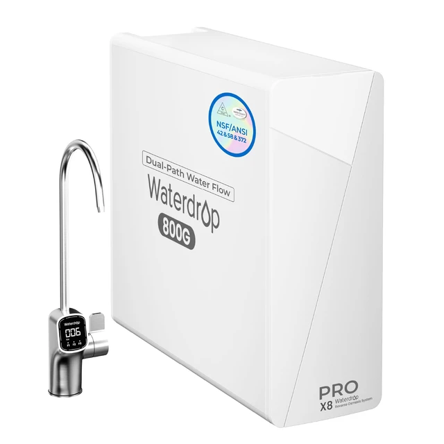 Main image of Waterdrop X8-PRO Dual Flow Reverse Osmosis Water Filter, 800 GPD RO System,9-Stage RO Water Filtration System Under-Sink, Smart LED Faucet, Attaches to Your Existing Kitchen Faucet, NO Minerals Added