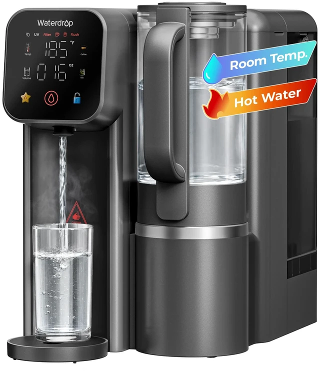 Main image of Waterdrop M6H Instant Hot Countertop RO Water Filter System, Glass Pitcher,NSF/ANSI 58 Certified, 7-Stage RO Filtration, Reduce PFAS/TDS, 3:1 Pure to Drain, Hot & Room-Temp Water, Installation-Free