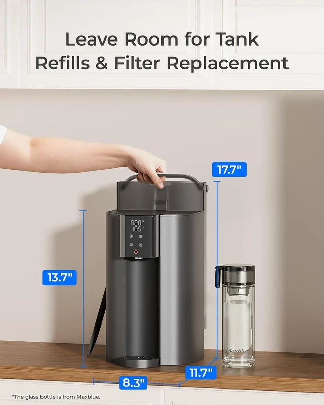 Alt view image 7 of 7 - Waterdrop C1H Instant Hot Countertop RO System, No Installation Required,6-Stage RO Filtration, Glass Bottle Included, 3:1 Pure to Drain, NSF/ANSI 372 Certified, Countertop RO Water Filter