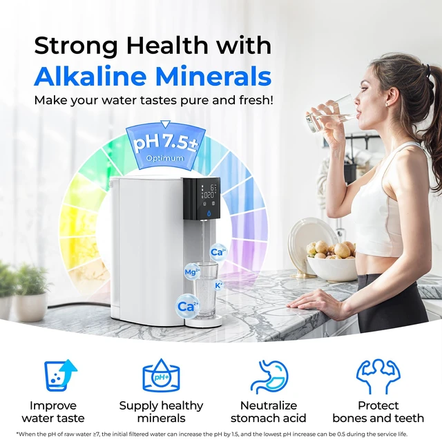 Alt view image 4 of 6 - Waterdrop C1SL Mineral Reverse Osmosis System Countertop, Room-Temp Water,7-Stage Filtration, Mineralized, 3:1 Pure to Drain, Countertop Reverse Osmosis Water Filter, No Installation Required