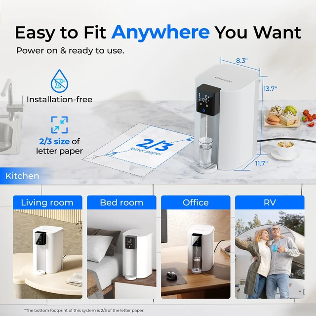 Alt view image 5 of 6 - Waterdrop C1SL Mineral Reverse Osmosis System Countertop, Room-Temp Water,7-Stage Filtration, Mineralized, 3:1 Pure to Drain, Countertop Reverse Osmosis Water Filter, No Installation Required