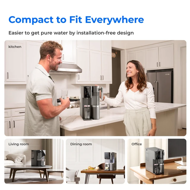 Alt view image 5 of 6 - Waterdrop A2 Reverse Osmosis Water Filter System, Instant Hot & Cold Water,5-Stage Filtration, 6 Temperature Settings, Hot & Cold & Room-Temp Water, 3:1 Pure to Drain, Installation-Free Countertop RO