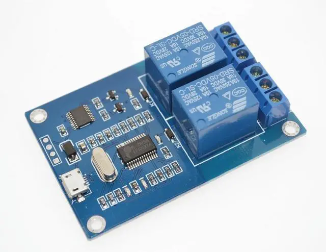 Alt view image 3 of 3 - MICRO USB Relay Module 5v 2 Channel Relay Module, Relay control panel with indicator 2way Relay output usb interface