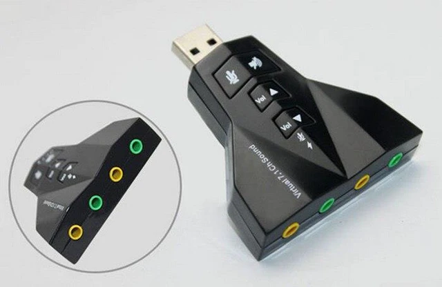 Alt view image 3 of 3 - 2 in 1 3D External Usb Audio Sound Card 7.1 Digital Dual Virtual 7.1 Channel USB 2.0 Audio Adapter Double Sound Card