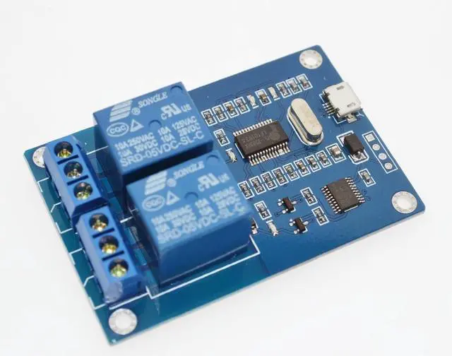 Alt view image 2 of 3 - MICRO USB Relay Module 5v 2 Channel Relay Module, Relay control panel with indicator 2way Relay output usb interface