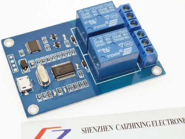 Main image of MICRO USB Relay Module 5v 2 Channel Relay Module, Relay control panel with indicator 2way Relay output usb interface