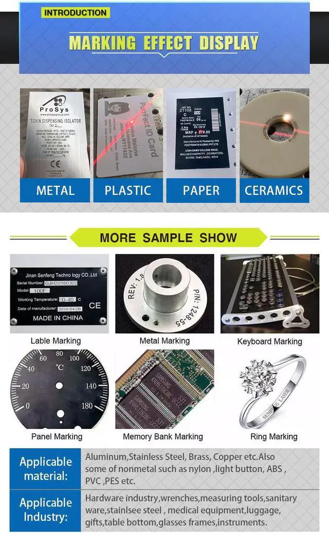 Alt view image 6 of 6 - Fiber Laser Marking Machine JPT MOPA 60W Deep Marking 110*110mm Lens with Rotary Axis 100mm for Metal Rings Acrylic Board High Speed