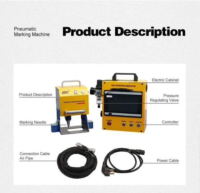 Alt view image 2 of 7 - US Stock SFX Portable Pneumatic Marking Machine Working Area 120*50mm Metal Engraver for Vehicle Frame VIN Number