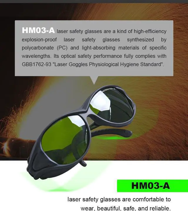 Alt view image 4 of 6 - Professional Laser Safety Glasses Laser Protection Goggles OD6+ for 200nm-450nm,800nm-2000nm