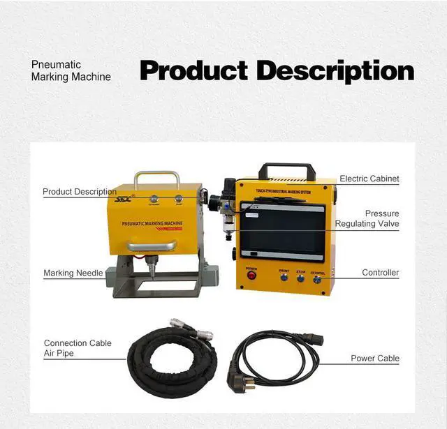 Alt view image 6 of 7 - US Stock Engraving Machine 80×40mm Field Digital Control Pneumatic Dot Peen Marking Machine Metal for Letters, Serial Numbers, VIN, Date, Graphics,etc