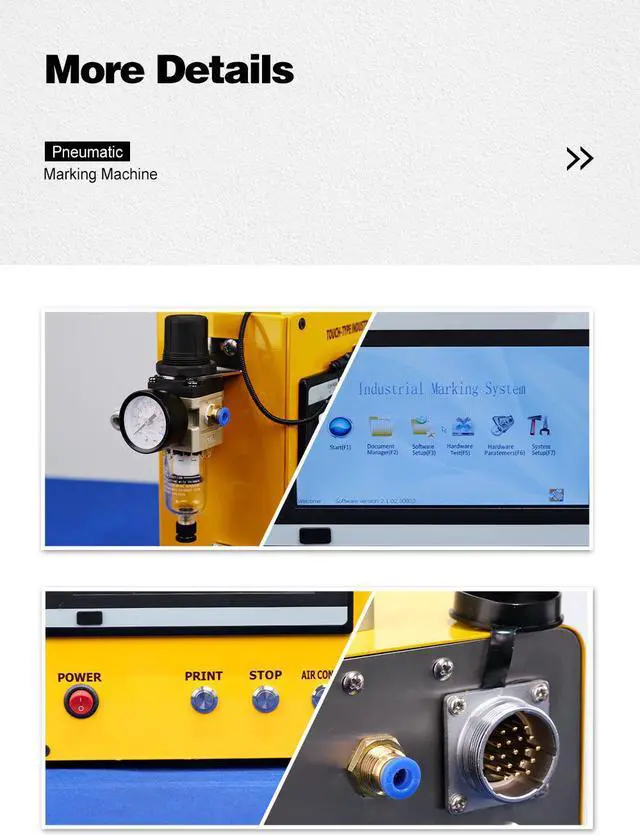 Alt view image 4 of 7 - US Stock Engraving Machine 80×40mm Field Digital Control Pneumatic Dot Peen Marking Machine Metal for Letters, Serial Numbers, VIN, Date, Graphics,etc