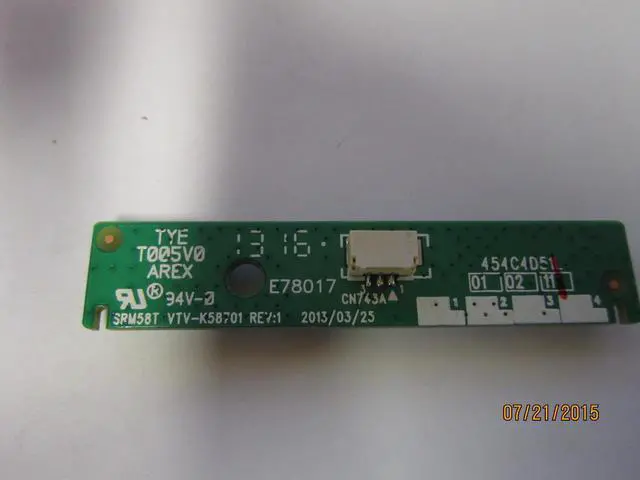 Alt view image 2 of 2 - Toshiba VTV-K58701 E78017 454C4D51L Power Button Assembly