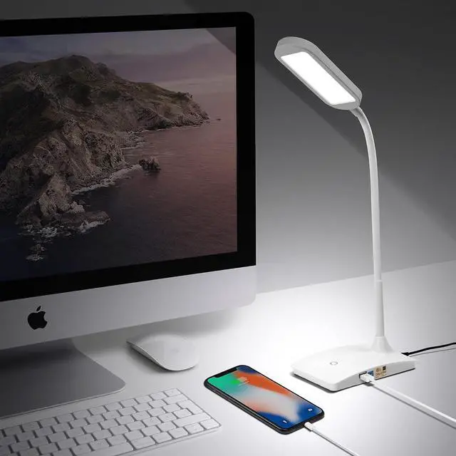 Alt view image 3 of 7 - TW Desk Lamps for Home Office - Super Bright Small Desk Lamp with USB Charging Port, a Perfect LED Desk Light as Study Lamp, Bedside Reading Lights, White