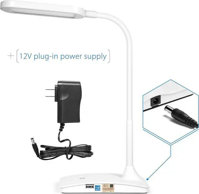 Alt view image 7 of 7 - TW Desk Lamps for Home Office - Super Bright Small Desk Lamp with USB Charging Port, a Perfect LED Desk Light as Study Lamp, Bedside Reading Lights, White