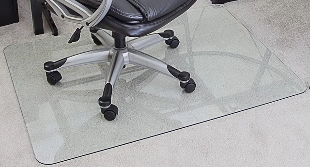 Main image of 36 X 48-Inch Tempered Glass Chair Mat for Carpet and Hard Floors, Rounded Corners, Smooth Polished Edges, 1/4-Inch Thick, Clear Glass (gcm36x48)