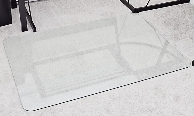Alt view image 3 of 7 - 36 X 48-Inch Tempered Glass Chair Mat for Carpet and Hard Floors, Rounded Corners, Smooth Polished Edges, 1/4-Inch Thick, Clear Glass (gcm36x48)