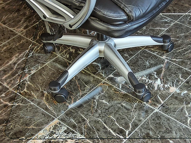 Alt view image 4 of 7 - 36 X 48-Inch Tempered Glass Chair Mat for Carpet and Hard Floors, Rounded Corners, Smooth Polished Edges, 1/4-Inch Thick, Clear Glass (gcm36x48)