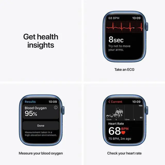Alt view image 3 of 5 - Apple Apple Watch Series 7 41 mm Fully Unlocked - Blue GPS Only (Grade A)