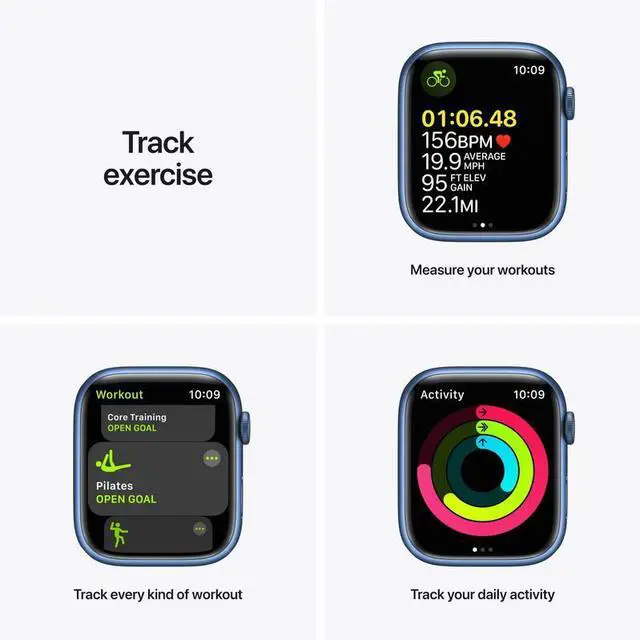 Alt view image 4 of 5 - Apple Apple Watch Series 7 41 mm Fully Unlocked - Blue GPS Only (Grade A)