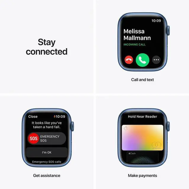 Alt view image 5 of 5 - Apple Apple Watch Series 7 41 mm Fully Unlocked - Blue GPS Only (Grade A)