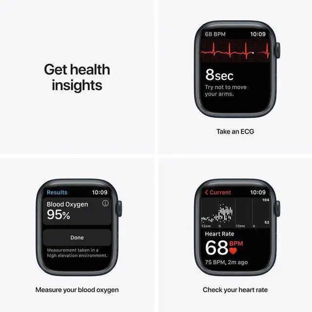 Alt view image 3 of 5 - Apple Apple Watch Series 7 41 mm Fully Unlocked - Midnight GPS Only (Grade A)