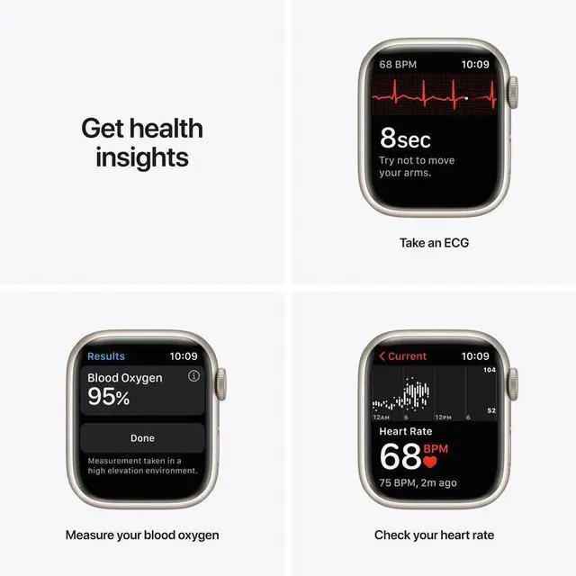Alt view image 3 of 5 - Apple Apple Watch Series 7 45 mm Fully Unlocked - Starlight GPS Only (Grade A)