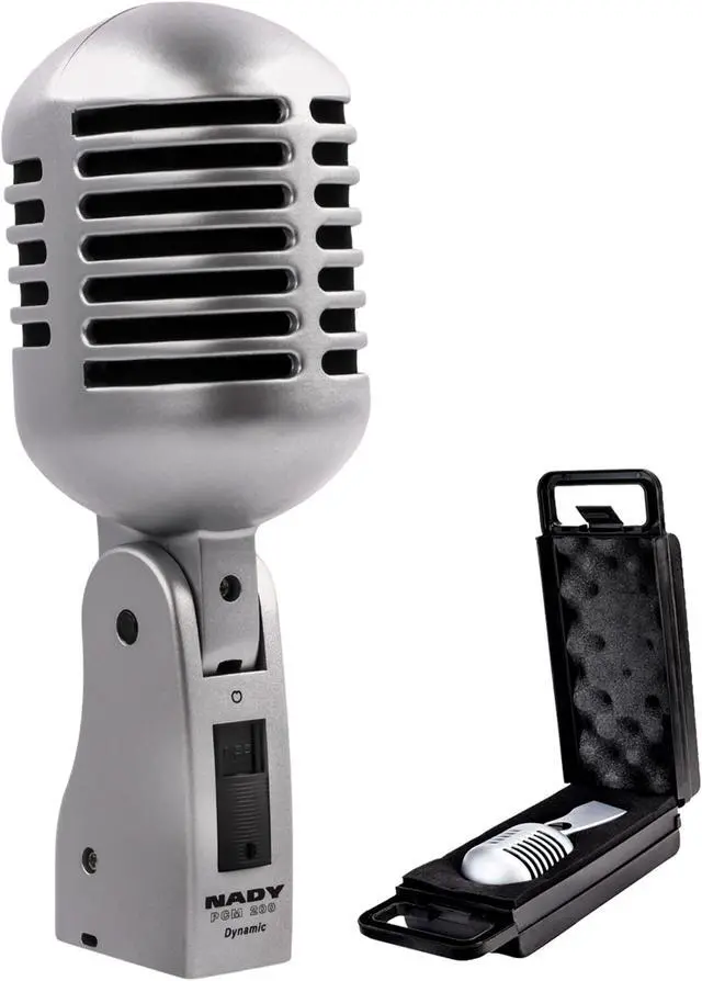 Main image of Nady PCM-200 Classic style Microphone - Great for live vocal performance, includes switchable low frequency roll-off, a pop-free locking on-off switch and sturdy portable plastic carrying case