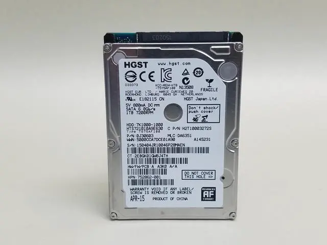 Alt view image 5 of 7 - HGST Travelstar 7K1000 HTS721010A9E630 (0J22423) 1TB 7200 RPM 32MB Cache SATA 6.0Gb/s 2.5" Internal Notebook Hard Drive (Standard model) Bare Drive