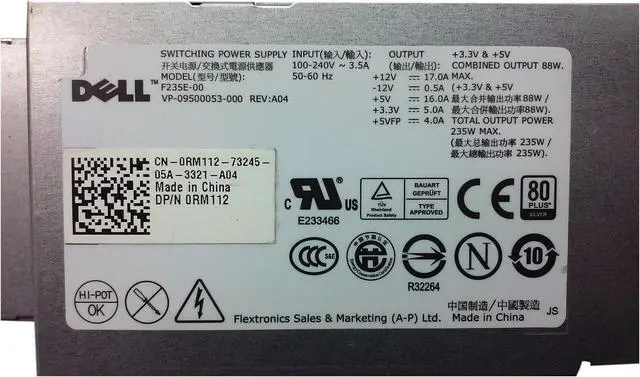Alt view image 5 of 9 - Dell Rm112 Dell 235 Watt Power Supply For Optiplex 760 960
